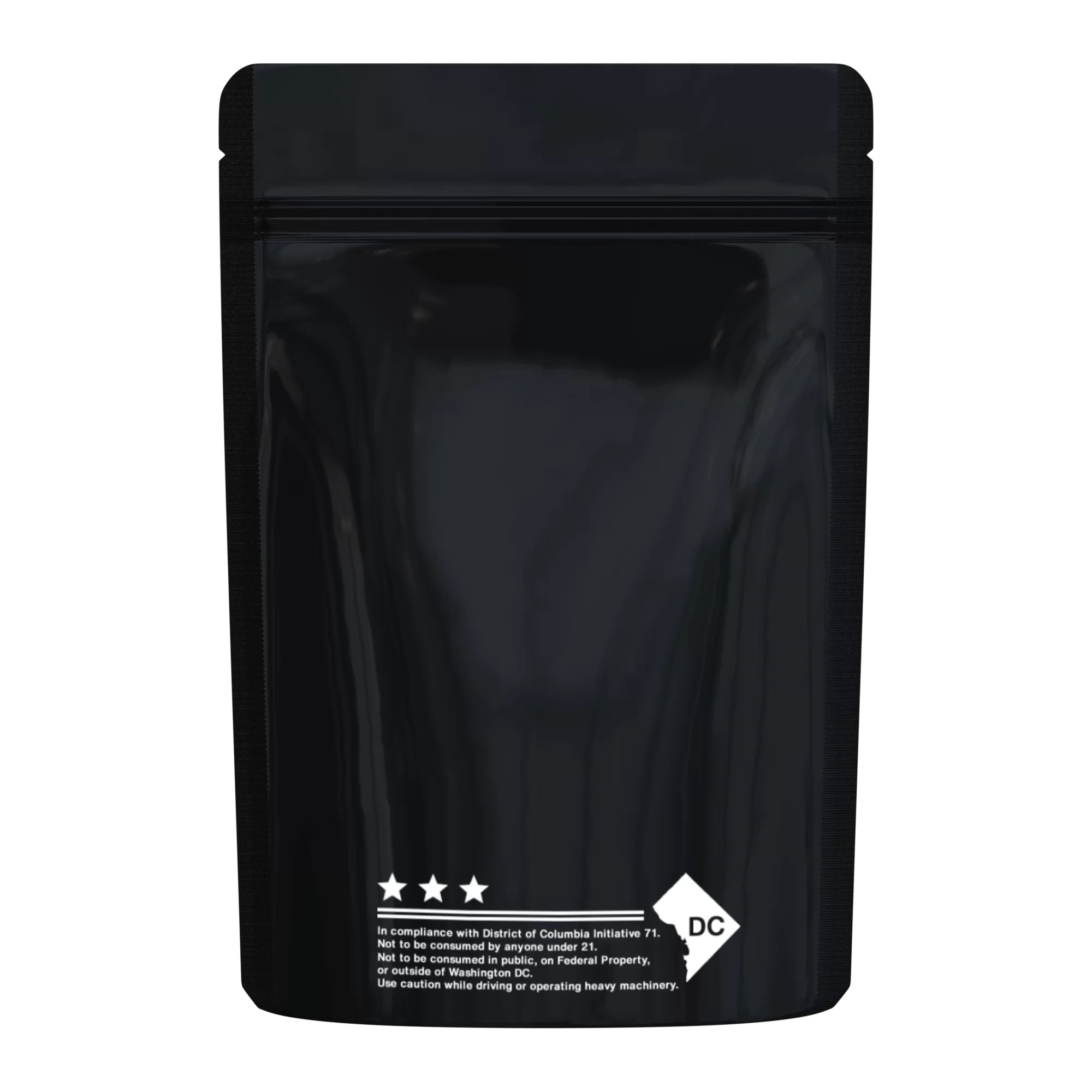 1 Ounce Matte Black DC Code Smell Proof Mylar Bags Cannaline
