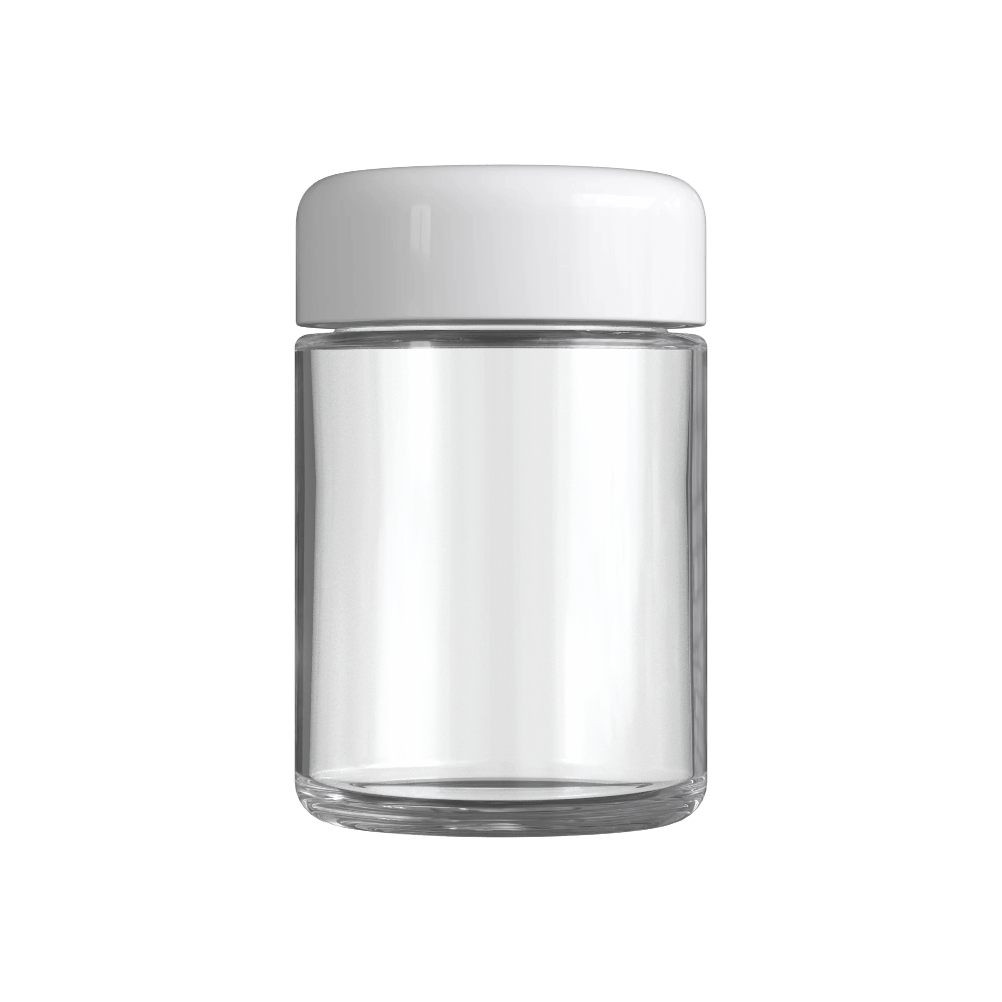 4 Oz Clear Glass Child Resistant CClass Jar with Plastic Glossy White