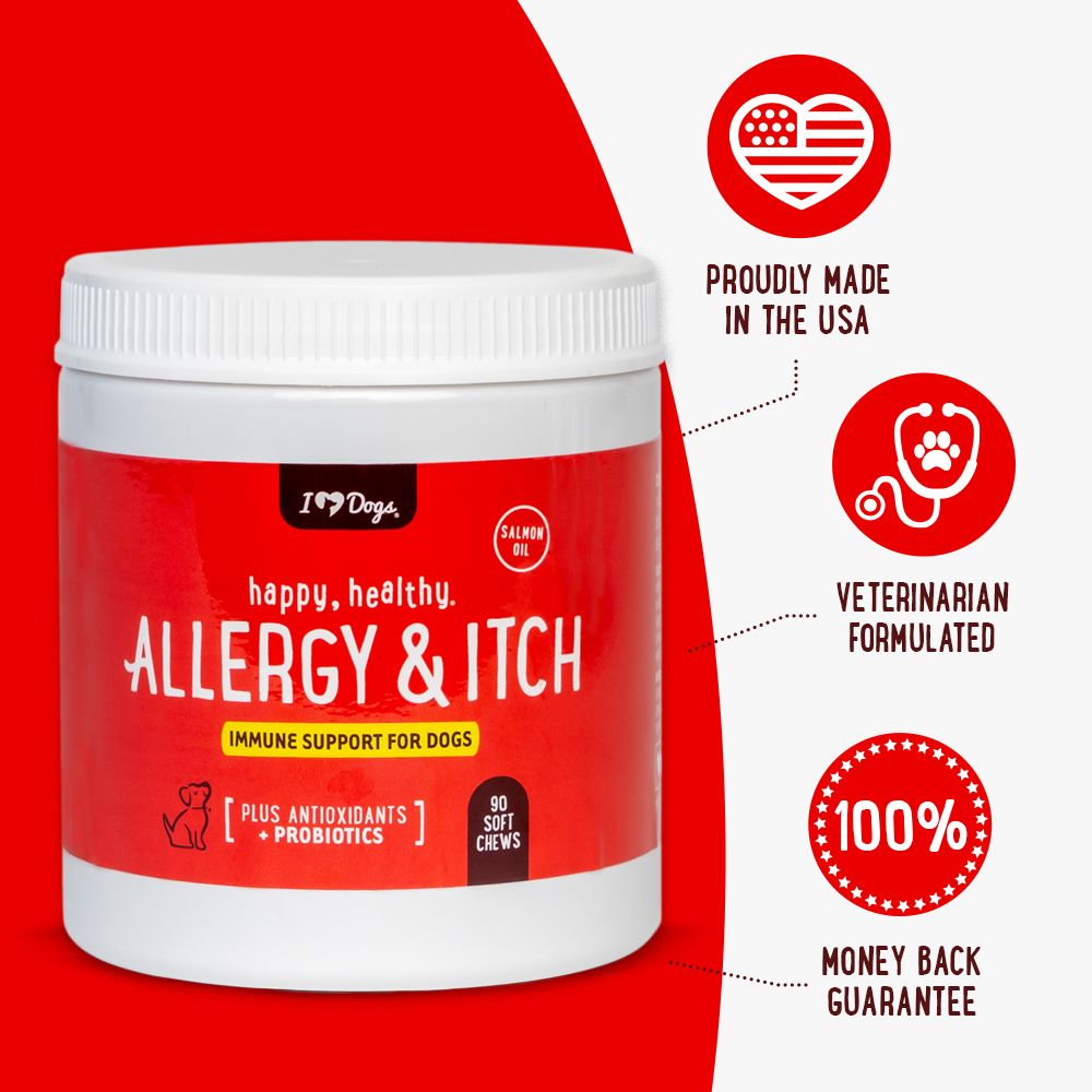 Happy, Healthy™ Allergy & Itch Relief for Dogs with Salmon Oil, Quercetin, Colostrum