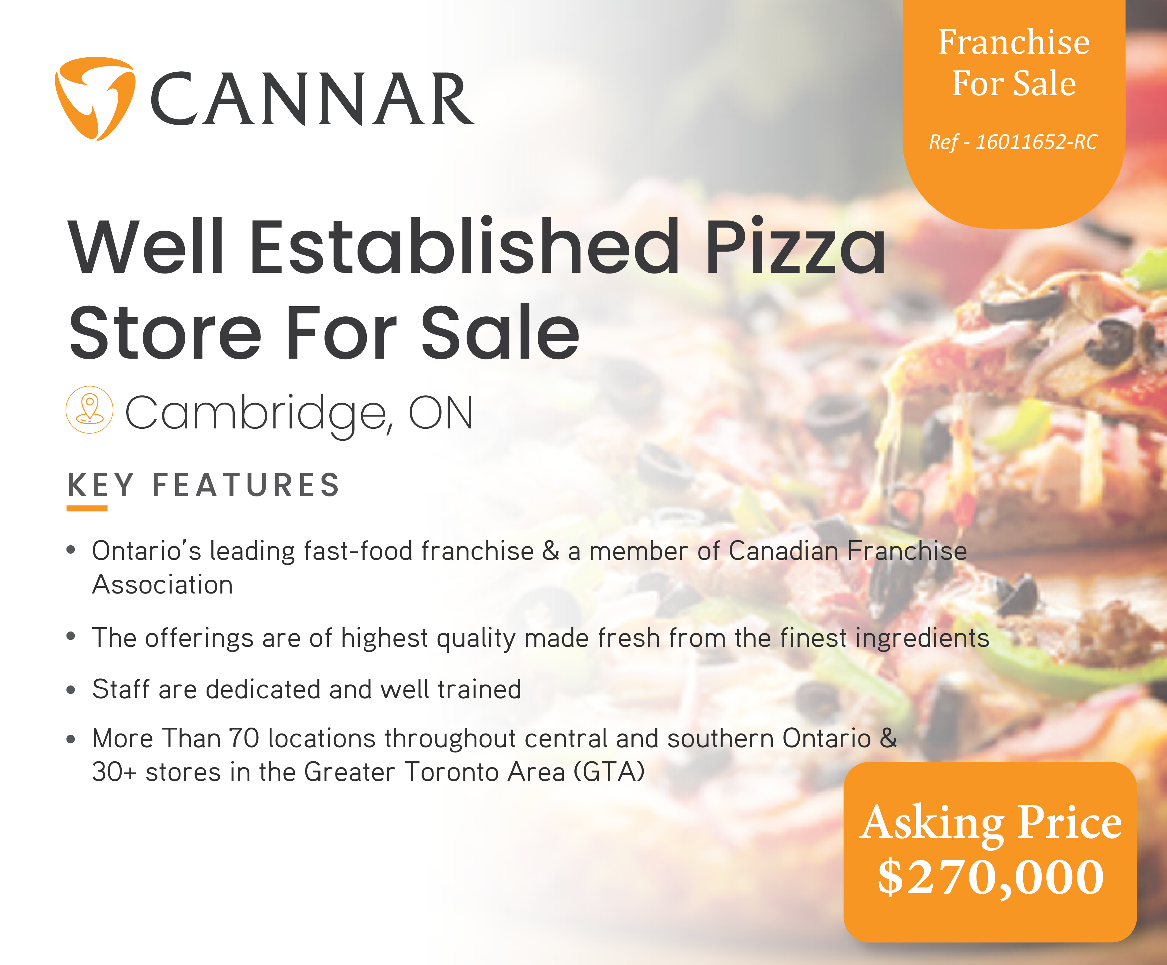 Well Established Pizza Store For Sale Cannar Ventures