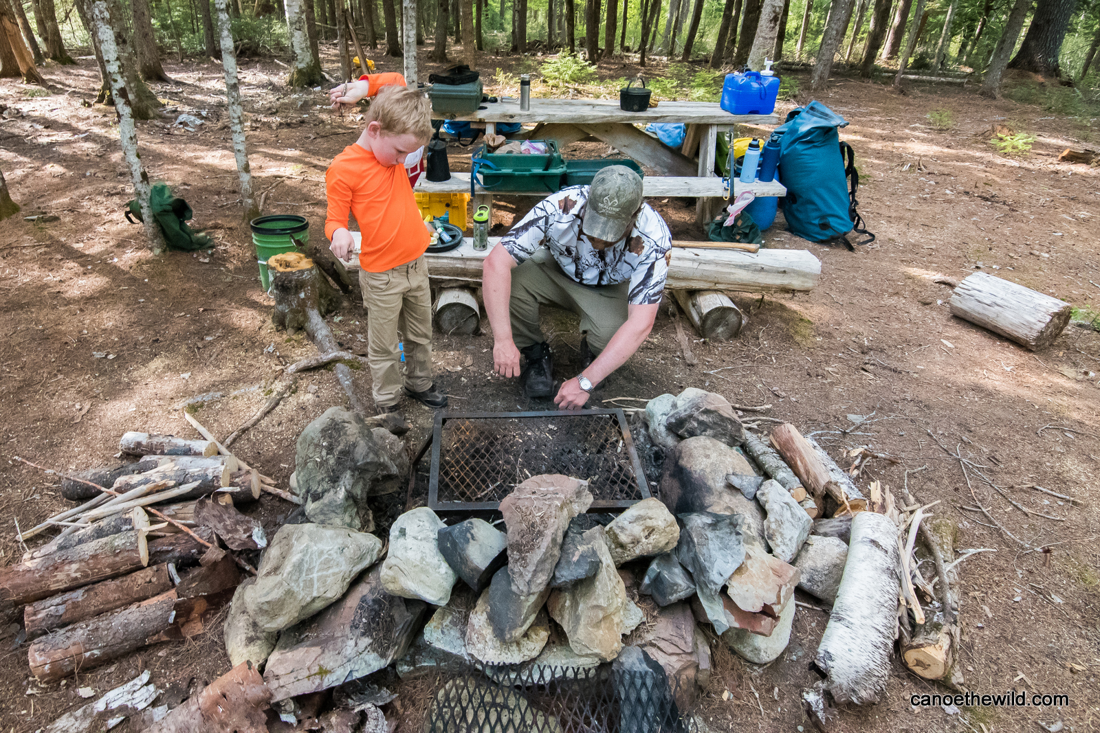 Father and son, camping trip, Maine Canoe the Wild
