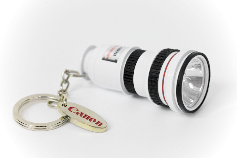 Canon EOS Technoclopedia Canon OIS Lens Flashlight Keychain side view