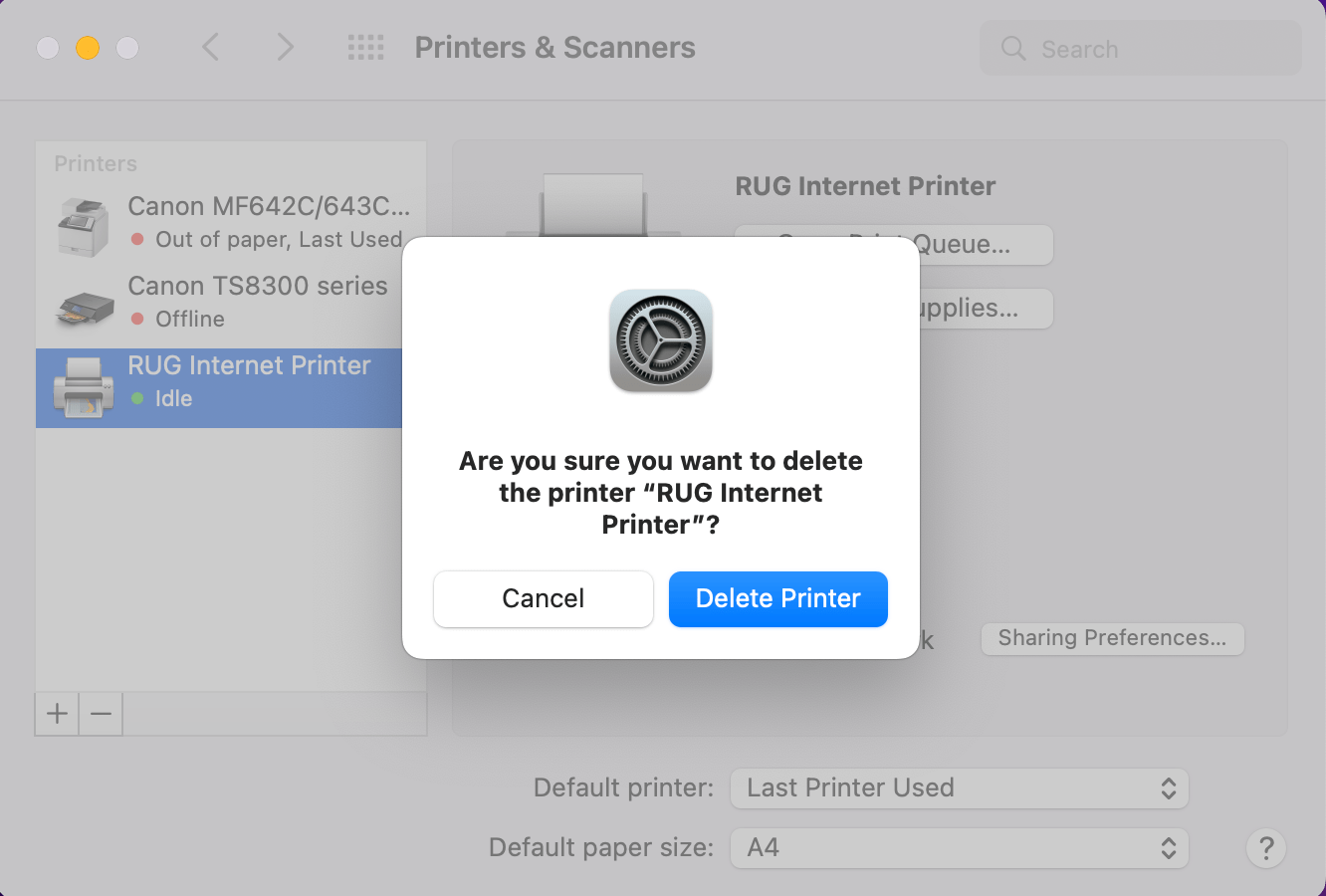 Remove the RUG Printer for Mac OS X Help Center