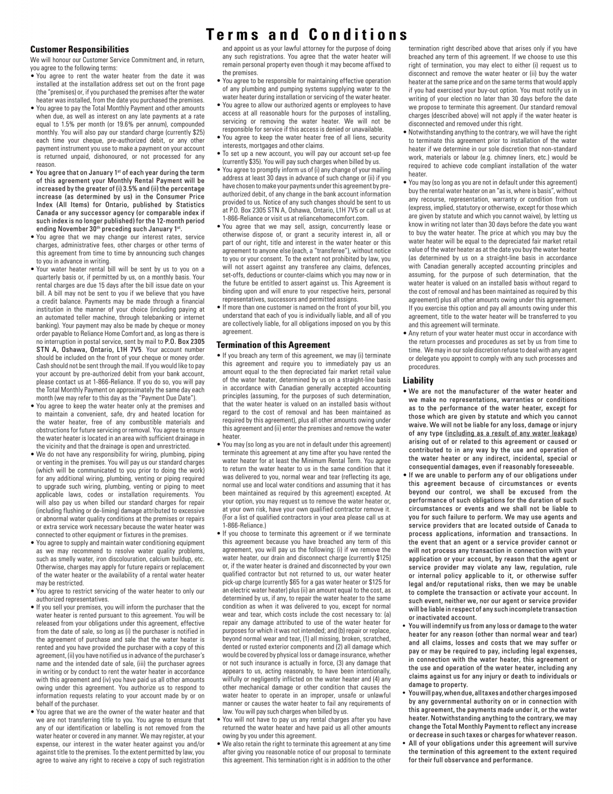 Reliance Home Comfort Reviews & Complaints Cansumer