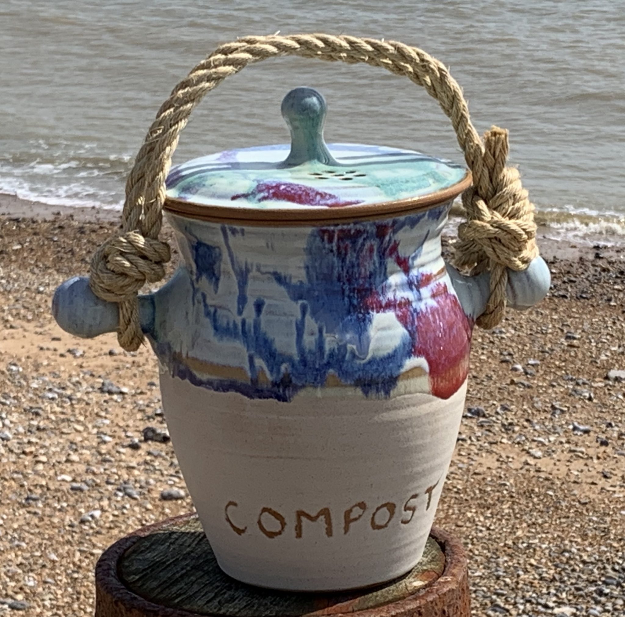 Compost Pot with Rope Handle Canterbury Pottery