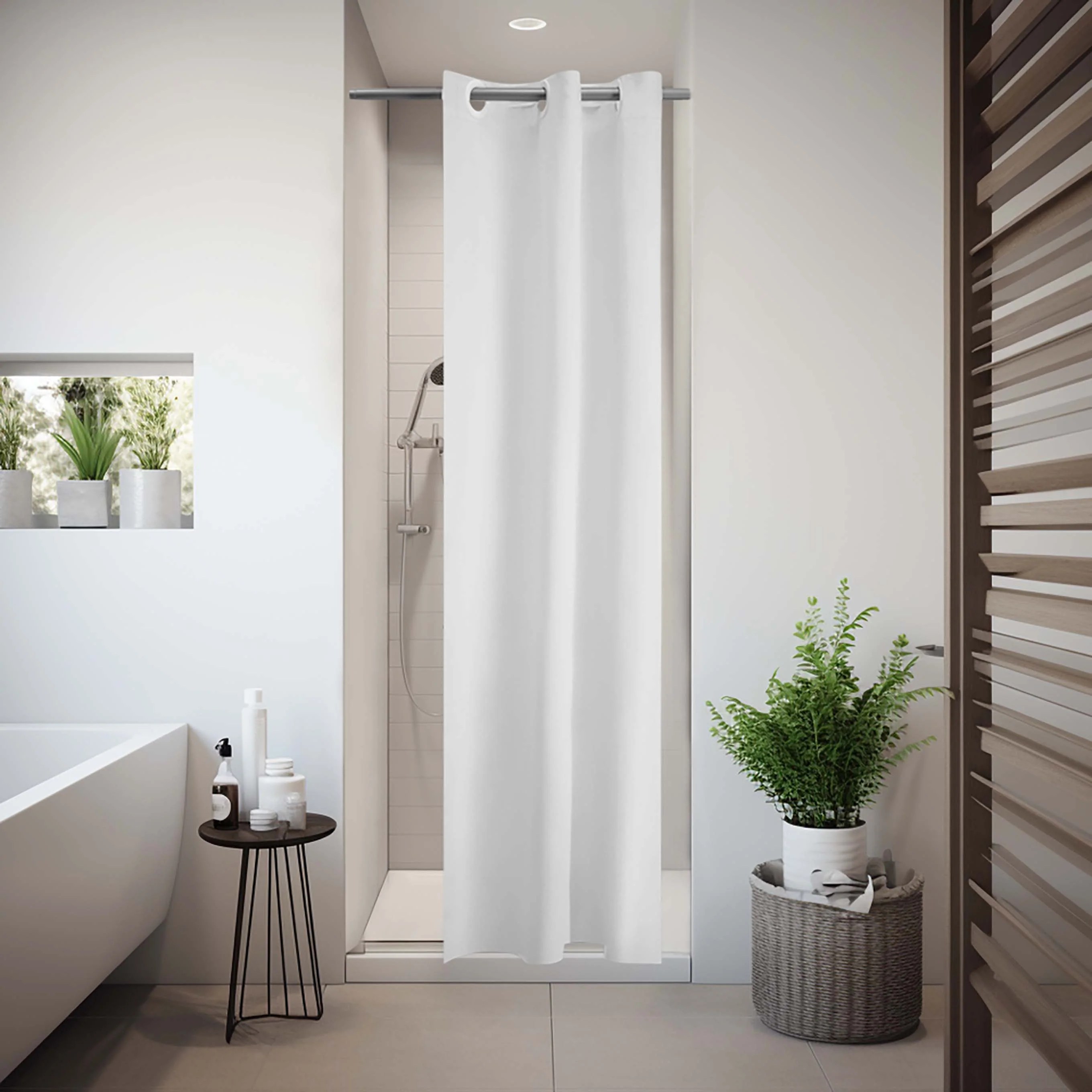 Excellent FIRE RETARDANT HOOKLESS Shower Curtain Cantex Distribution