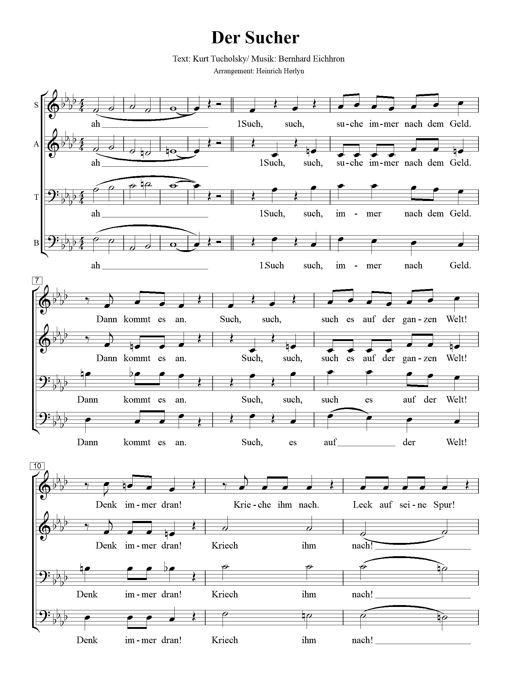 Tucholsky, Kurt Canto Chormusik