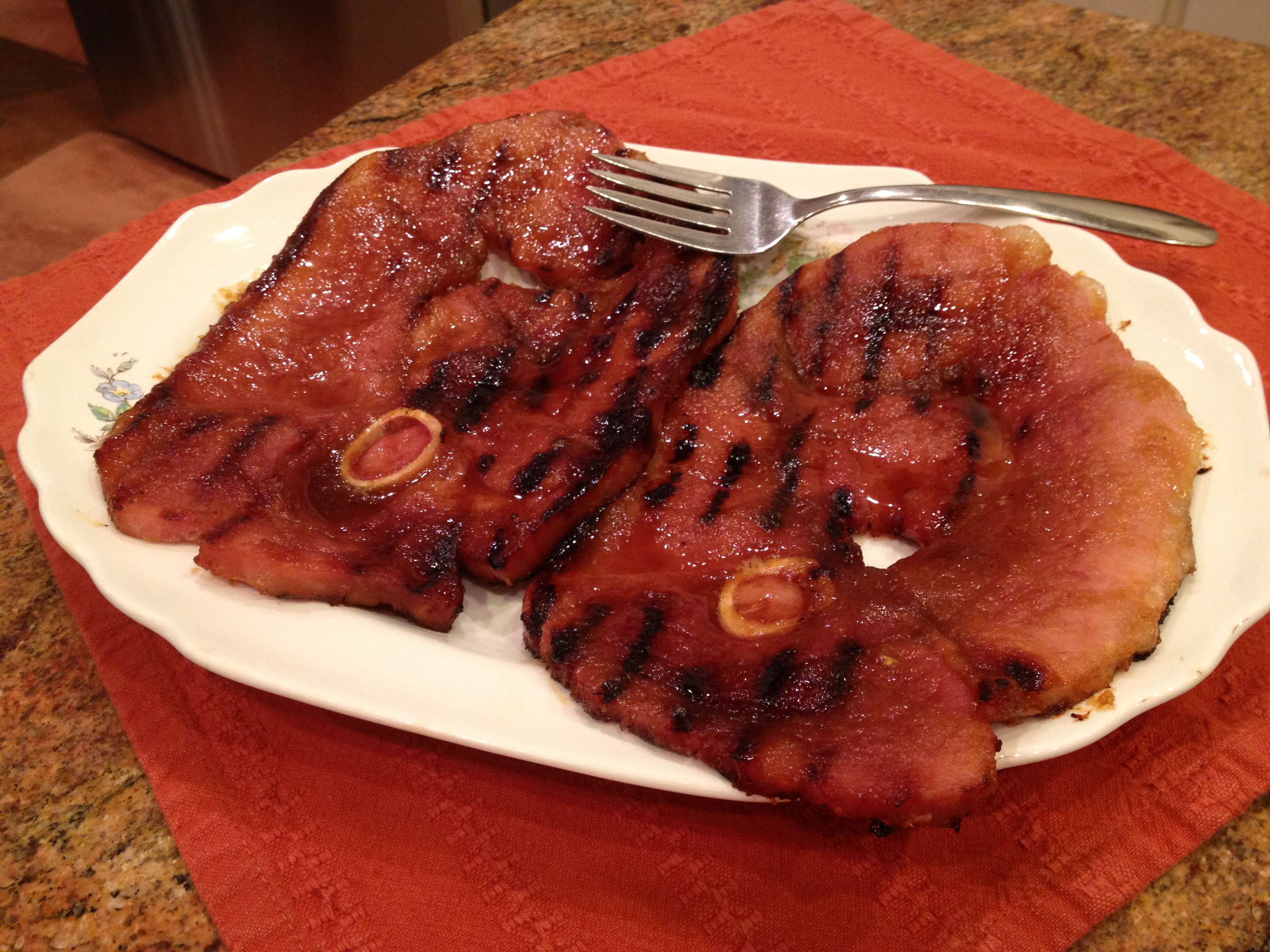 CharcoalGrilled Sugared Ham Can't Stay Out of the Kitchen