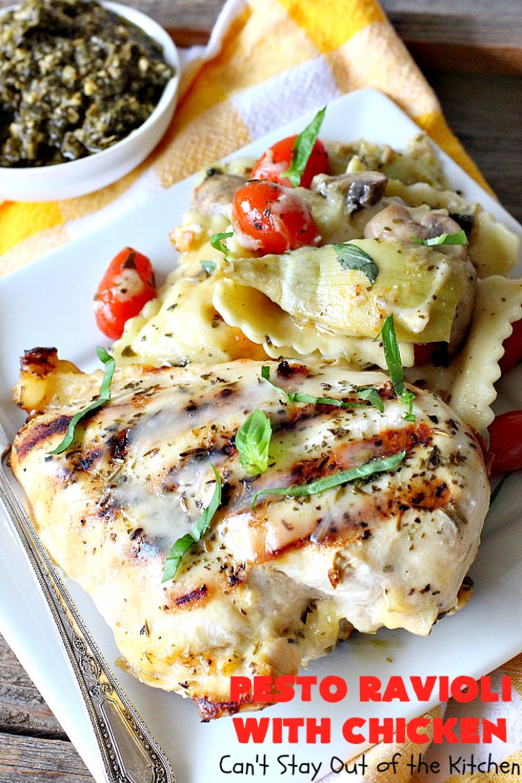 Pesto Ravioli with Chicken Can't Stay Out of the Kitchen