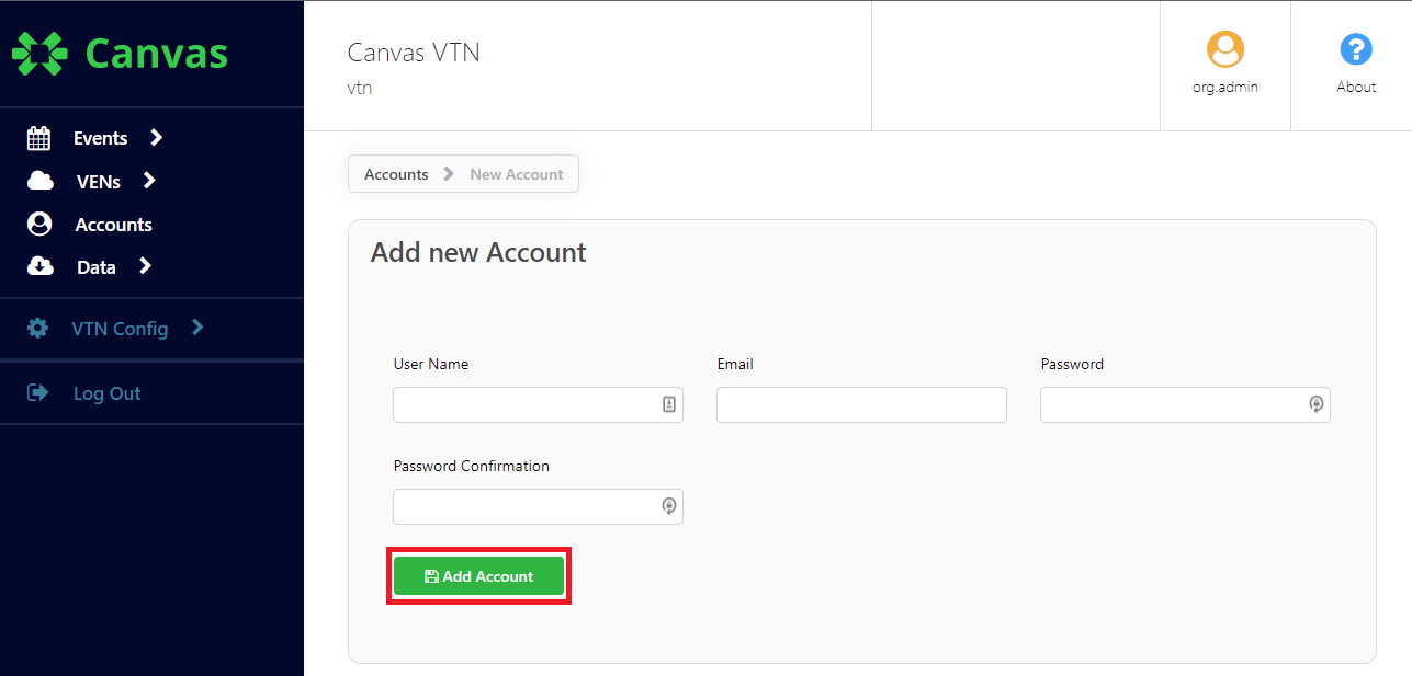 Add user account GridFabric Canvas Docs