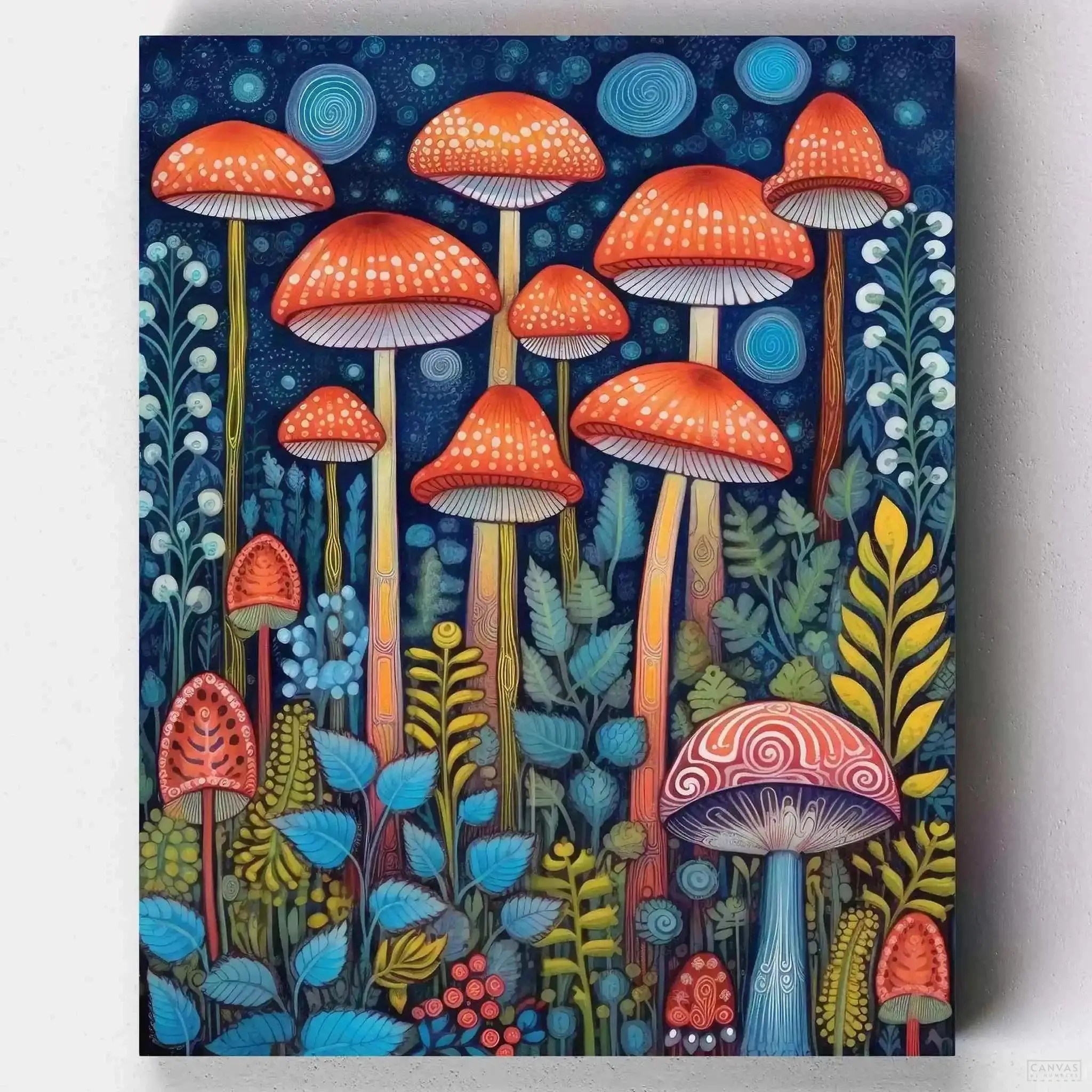 Enchanted Forest Mystical Mushroom Folk Art Paint by Numbers