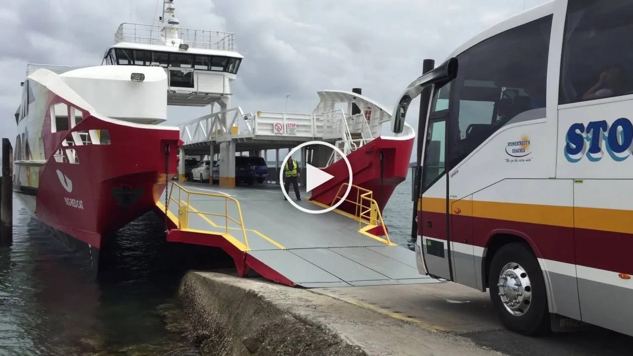 Extreme ferry boarding. Bus boarding onto Ferry (in Queensland