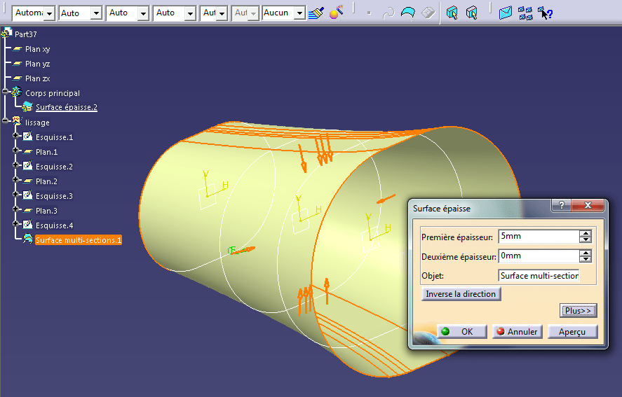Catia Surface multisections CAO 3DPRO
