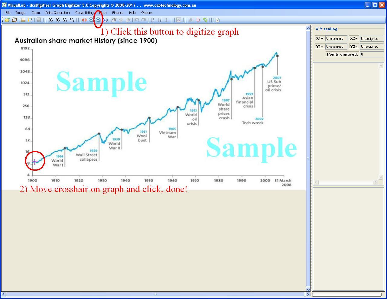 VisualLab universal math and graph curve plot digitizing software