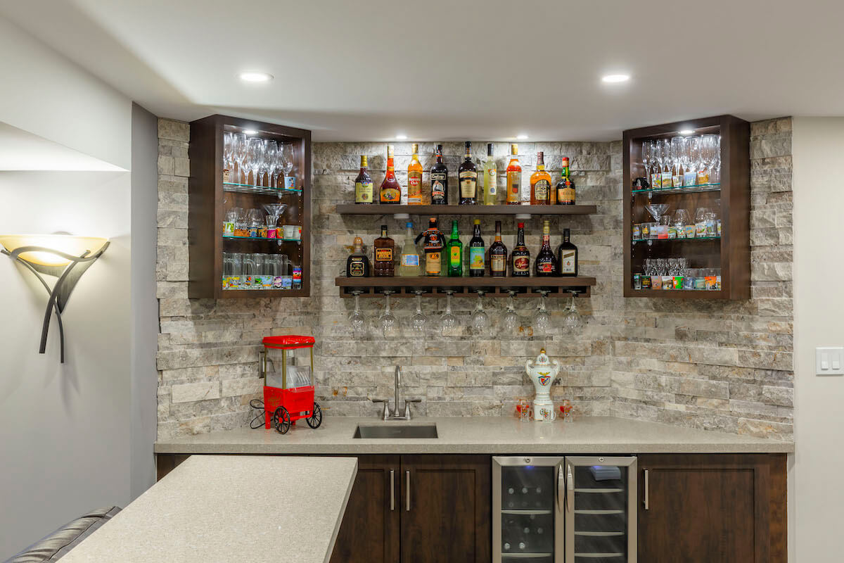 Basement bar ideas, design. Simple ideas for small & large bar