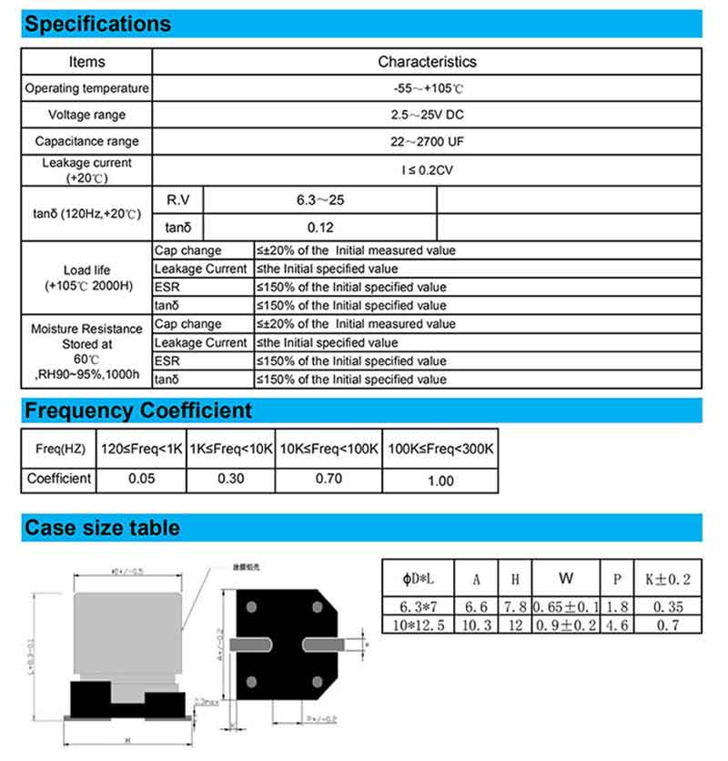 Solid electrolytic Capacitor 16V82UF SMD Type | xuansn capacitor MFR