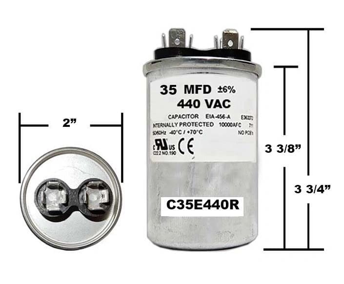 35 MFD 440 VAC Round Run Capacitor