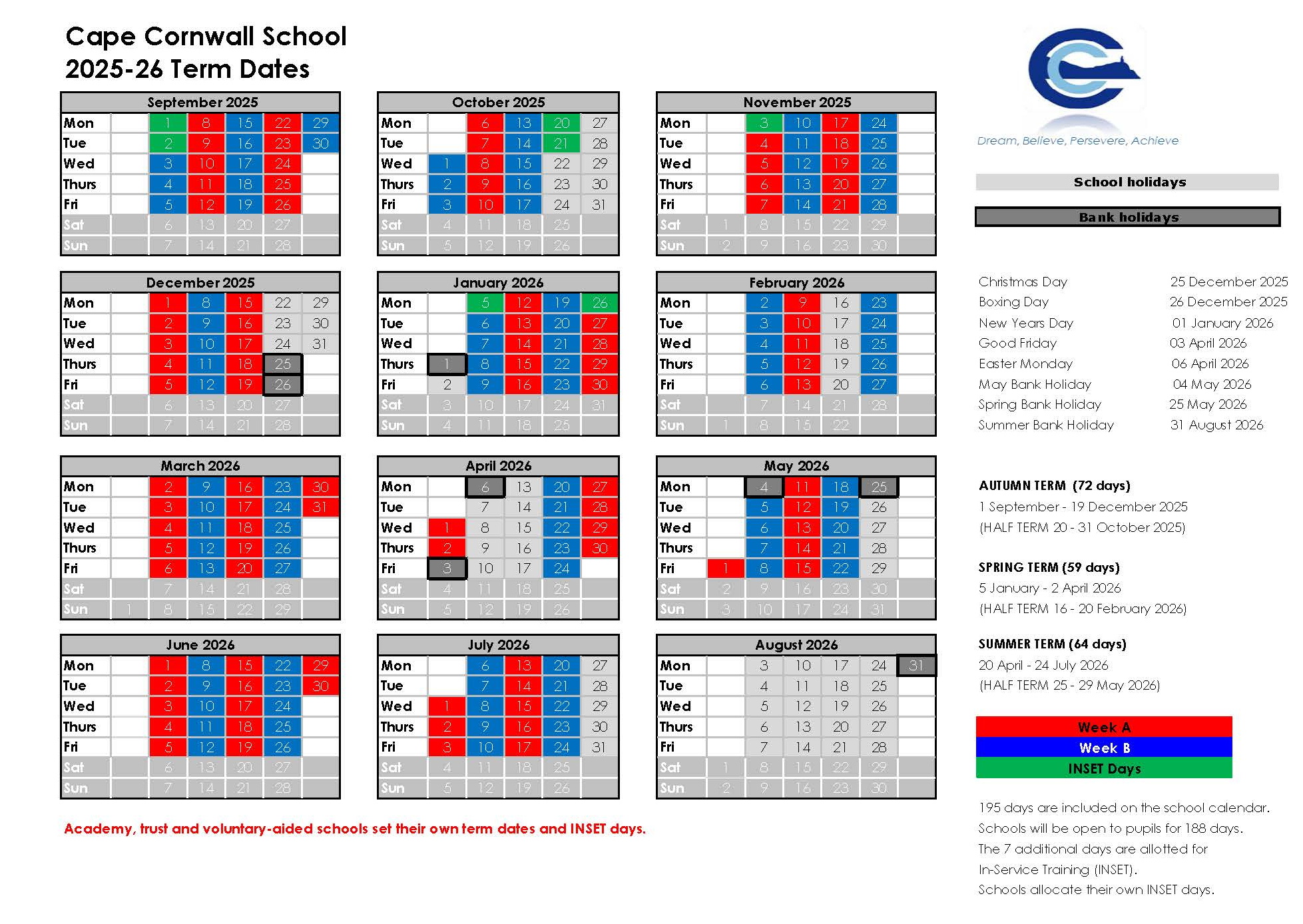 Term Dates Cape Cornwall School