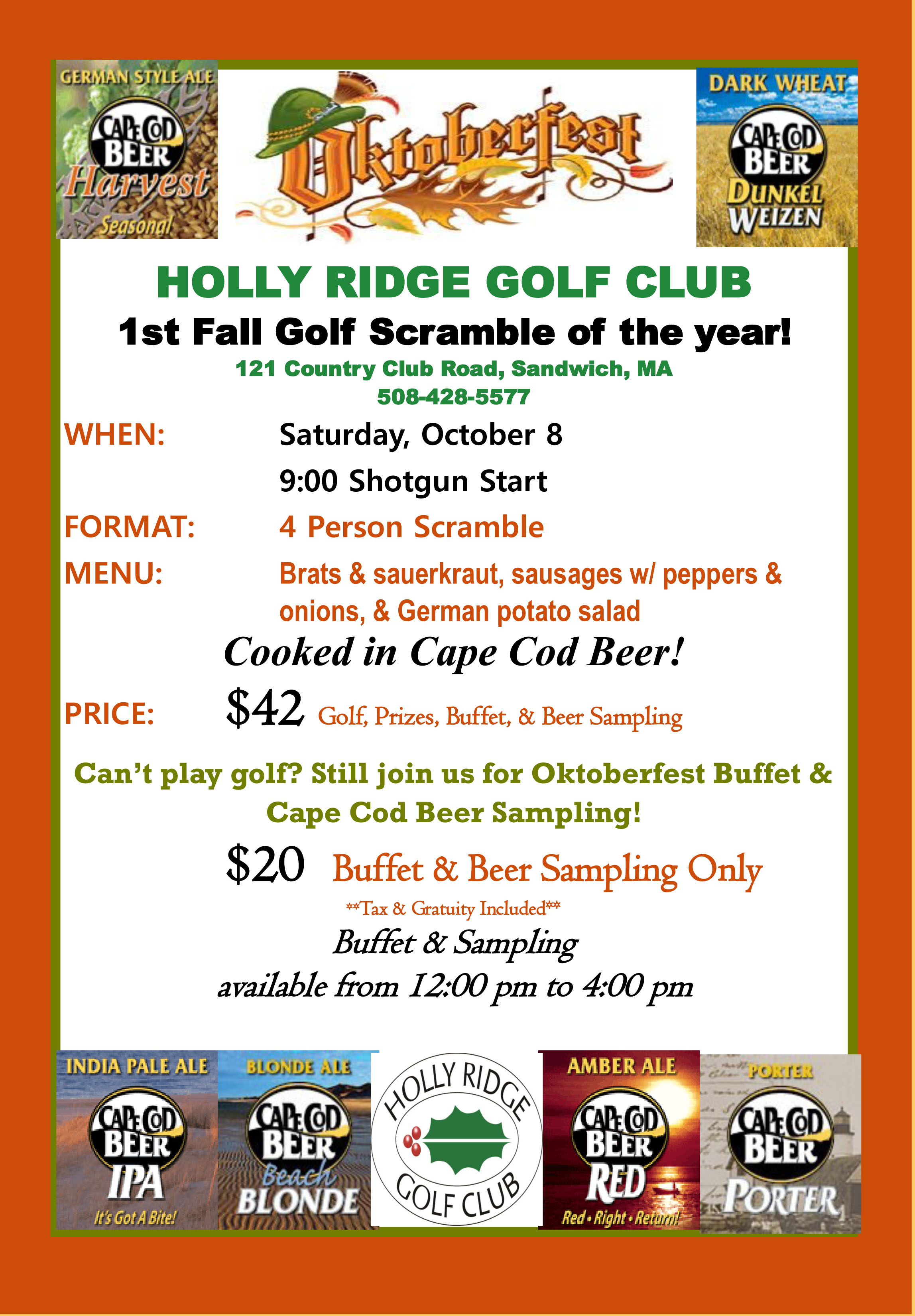 Holly Ridge Oktoberfest 10/8 Cape Cod Beer