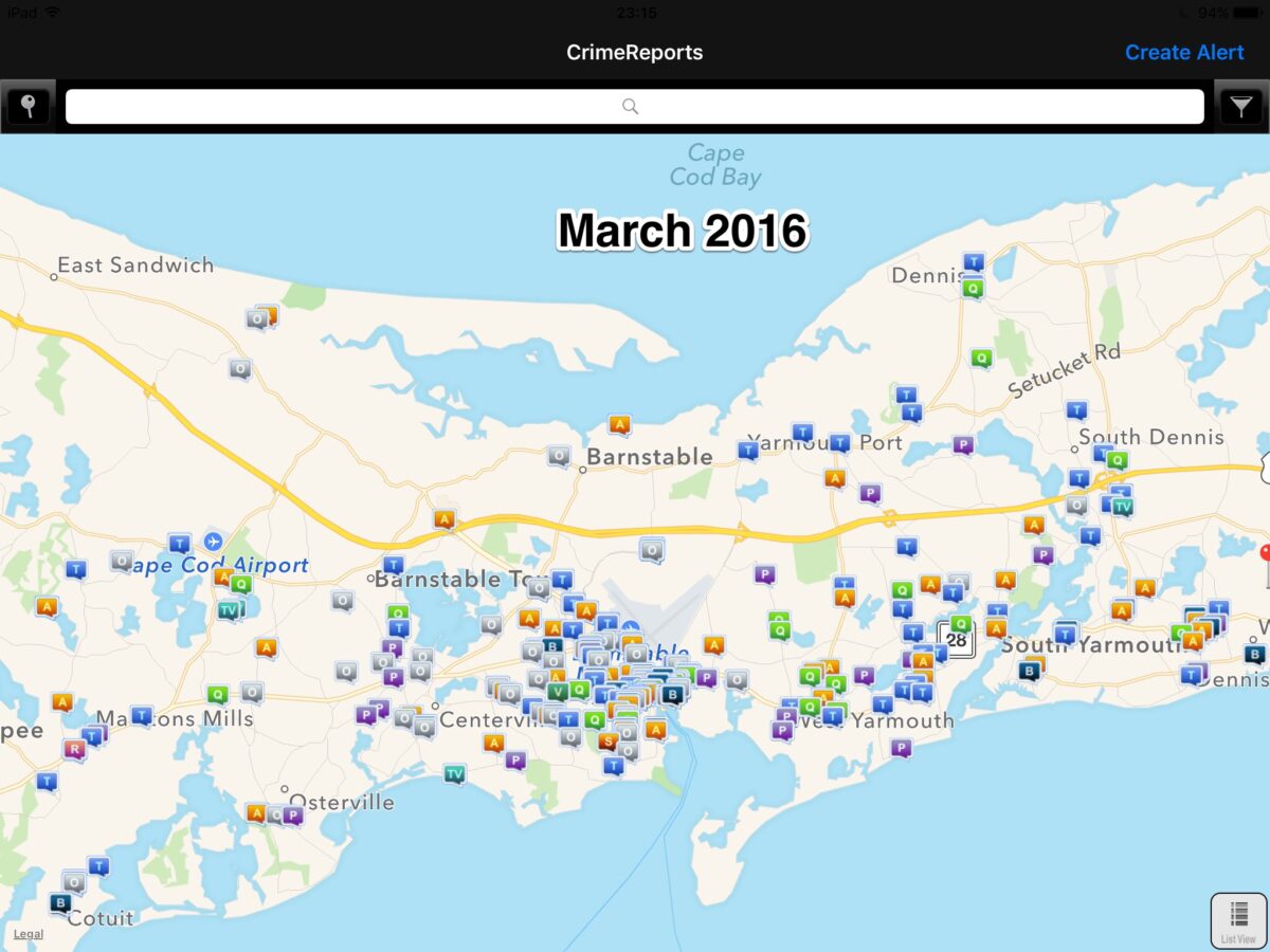 MidCape Crime Map [March 2016] Cape Cod Security Patrol Services