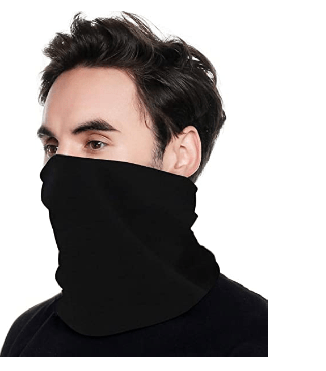 Black Plain Face Cover Gaiter / Bandana Mask