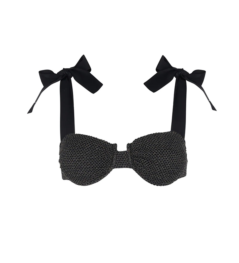 Lina Black Mesh Bikini Top CAPITTANA