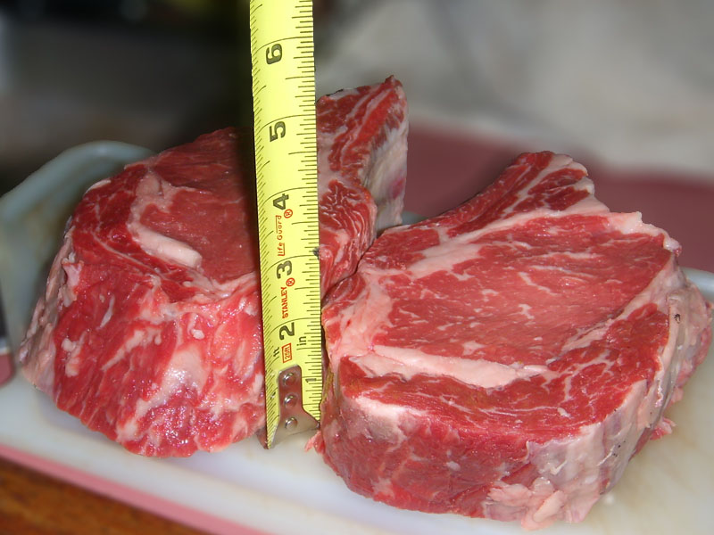 Cap'n Ron's Big Picture of Measuring the Thickness of a Rib Eye Steak