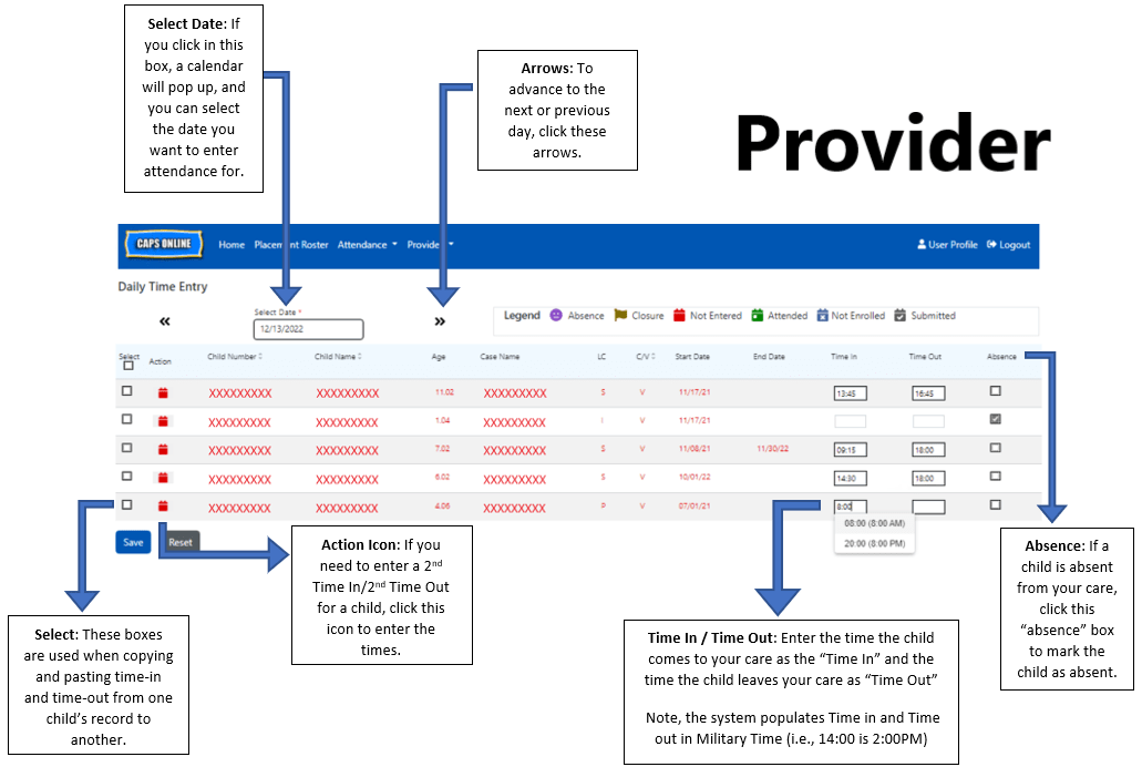 Step 5 Entering Attendance CAPS Online Support Help Center