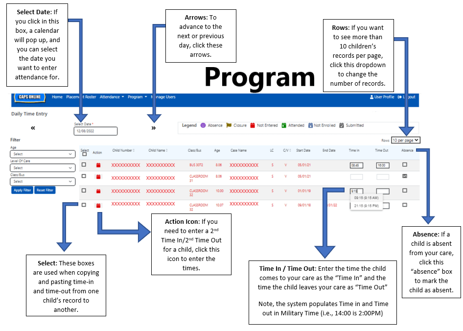 Step 5 Entering Attendance CAPS Online Support Help Center