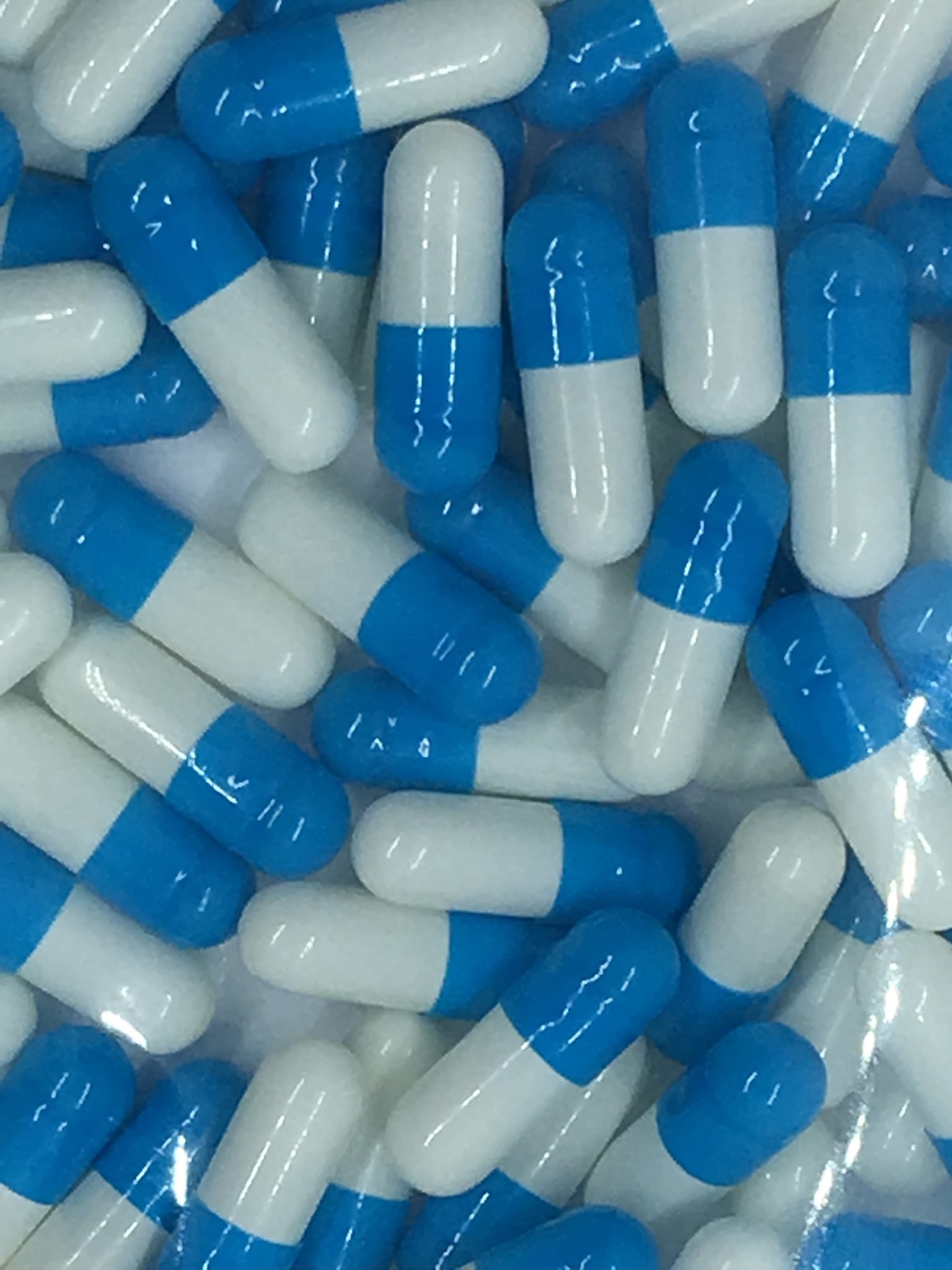 Aqua/White Size 1 Empty Gelatin Capsules CapsuleUSA