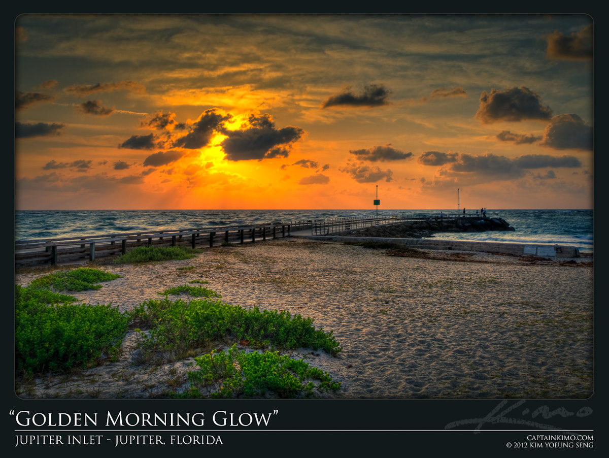 Sun Rising Over Jupiter Inlet Jetty Florida HDR Photography by