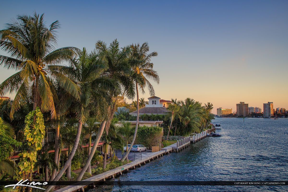 Boca Raton Palm Tree Over Waterway Boca Lake HDR Photography by