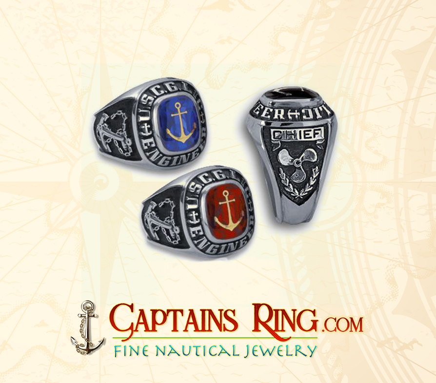 USCG Licensed Captains or Engineers Sterling Silver Ring Captains