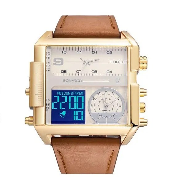 MultiTime Zone Square Face Watch Mens Digital Capthatt Mens