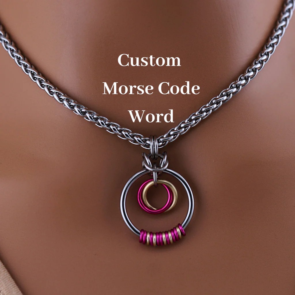 Lovers Morse Code Necklace Submissive Collar Captive Collars