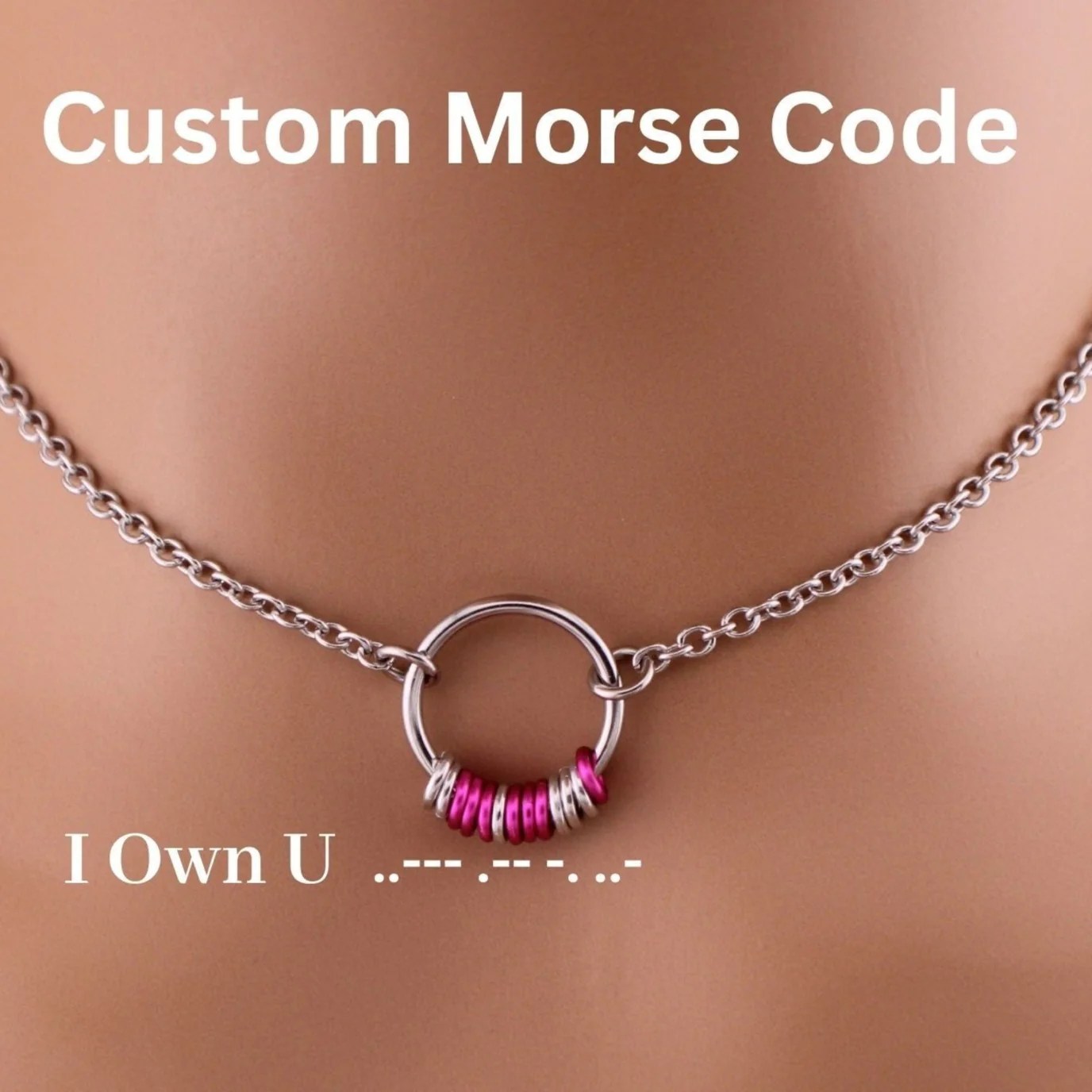Morse Code Submissive Collar, Custom Jewelry Captive Collars