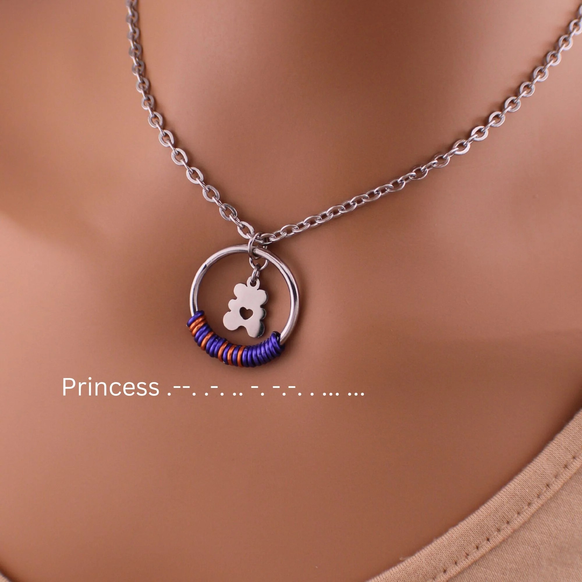 BDSM Morse Code Necklace Baby Girl Hidden Message Captive Collars