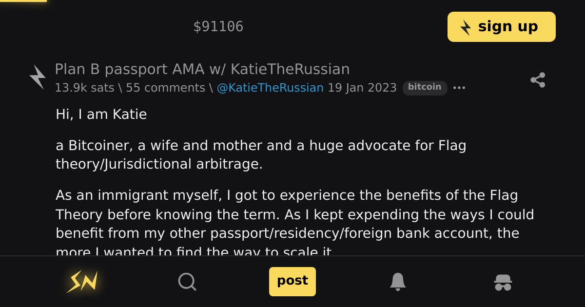 Plan B passport AMA w/ KatieTheRussian \ stacker news bitcoin