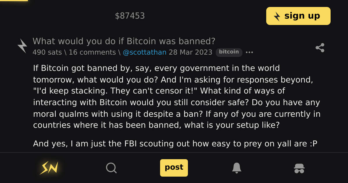 What would you do if Bitcoin was banned? \ stacker news bitcoin