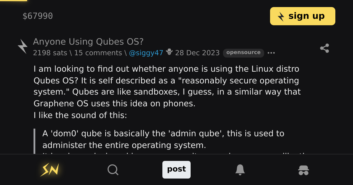 Anyone Using Qubes OS? \ stacker news opensource