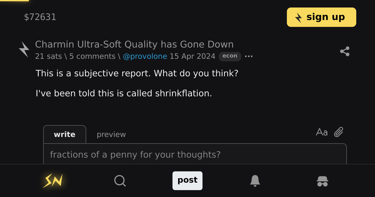 Charmin UltraSoft Quality has Gone Down \ stacker news econ