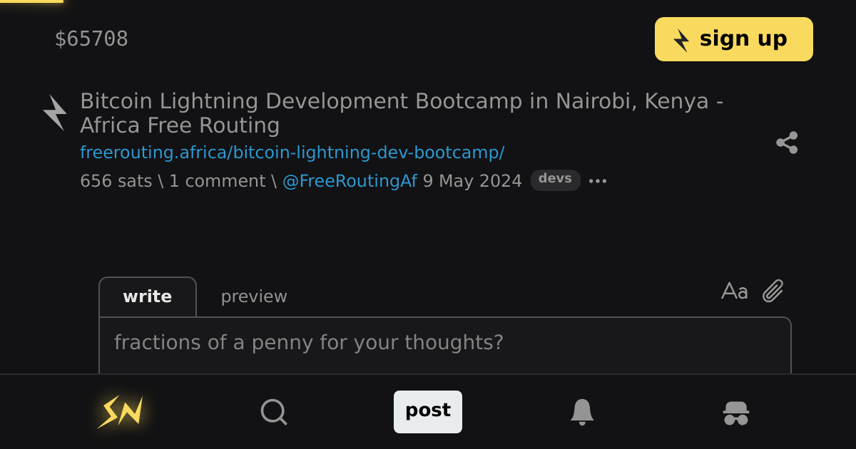 Bitcoin Lightning Development Bootcamp in Nairobi, Kenya Africa Free Routing \ stacker news devs