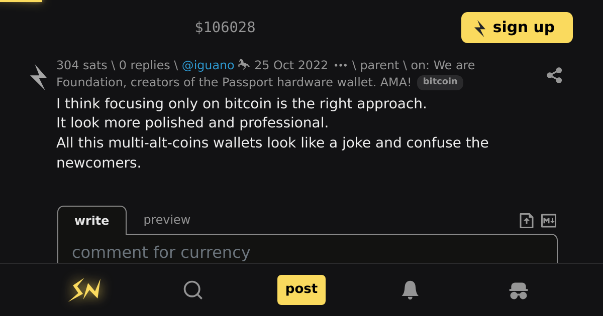 reply on We are Foundation, creators of the Passport hardware wallet