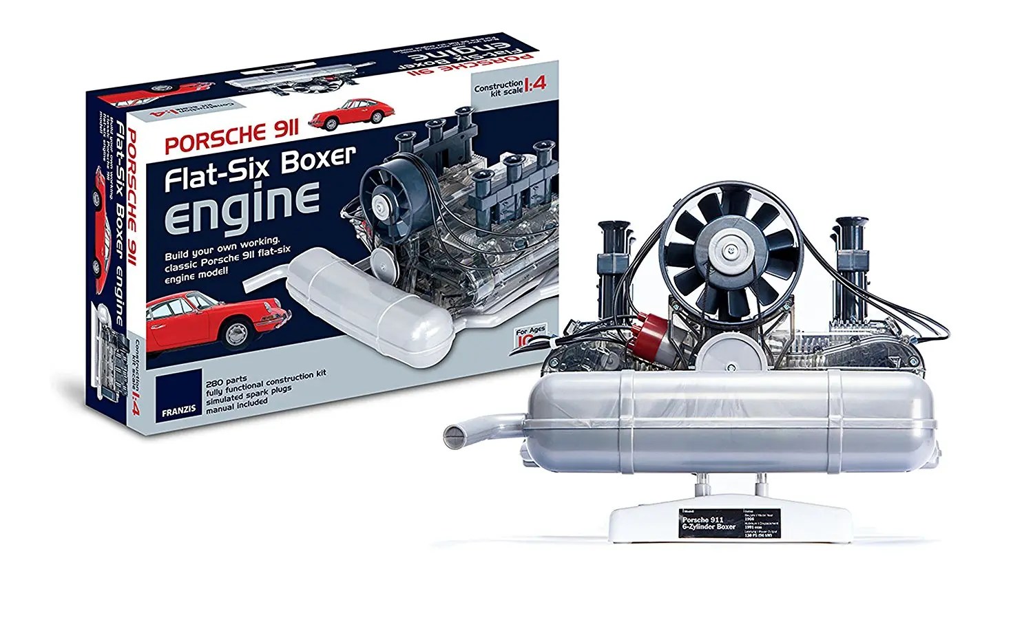 How a Porsche 911 flat-six boxer engine works: toy scale model by