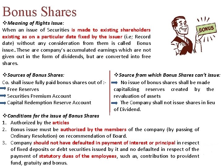 Procedure for Issue of Bonus shares under Company Act RJA