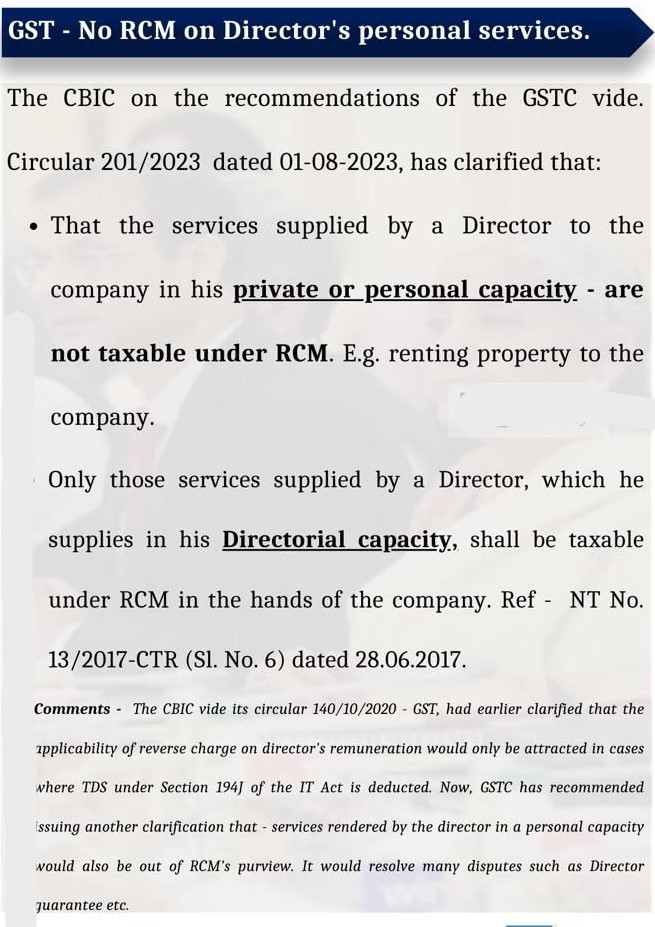 Director Personnel Services not covered under RCM Mechanism