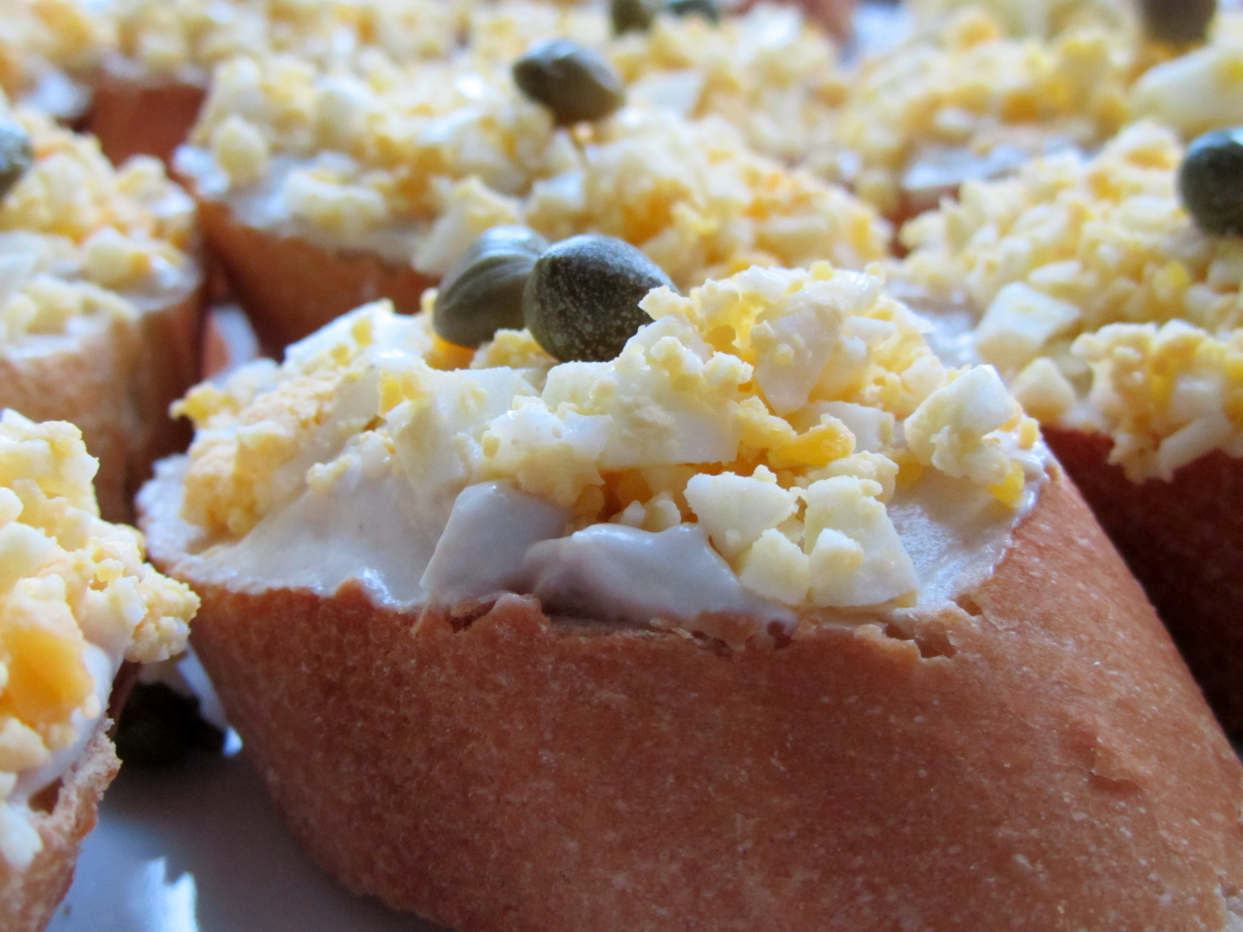 Anchovy, hard boiled egg and caper on toast (pintxo de anchoas) Lucie Loves Food