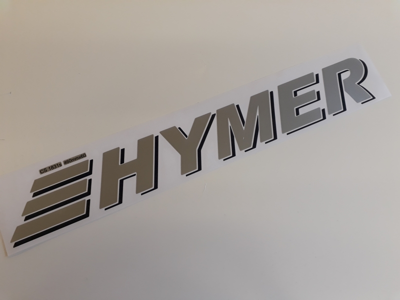 HYMER 2 piece Name & flash Caravan Stickers