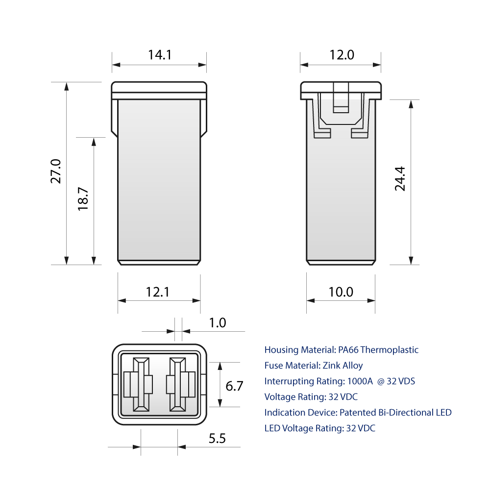 CARAX Glow Fuse. CARTRIDGE TALL 60A 1 pcs. CARTRIDGE MAXI / STANDARD Fuse