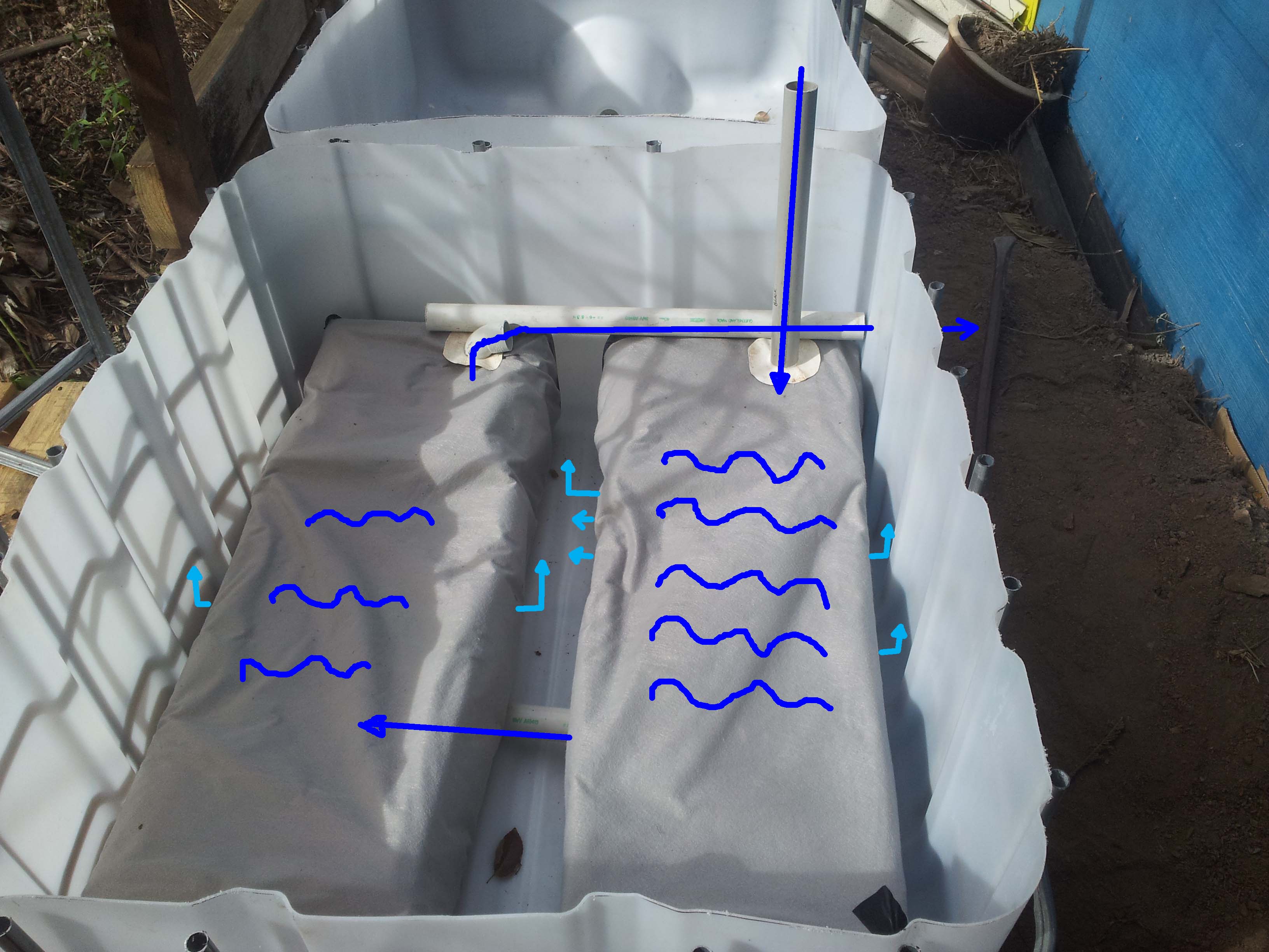 Setting up the Wicking Bed with modified large capacity reservoir
